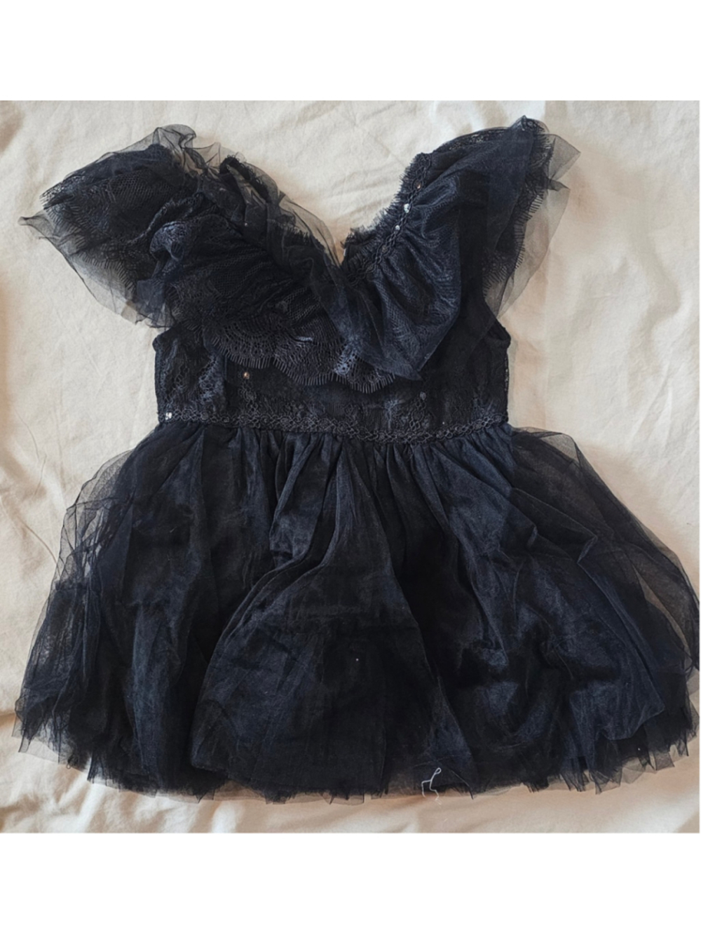 Doe A Dear Black Formal Lace Tulle Dress Toddler Girls 2T